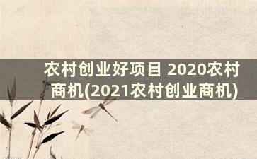 农村创业好项目 2020农村商机(2021农村创业商机)